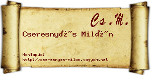 Cseresnyés Milán névjegykártya